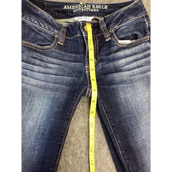 American Eagle Sz 00 Jegging Super Stretch Denim Skinny Jeans Dark - Picture 7 of 10